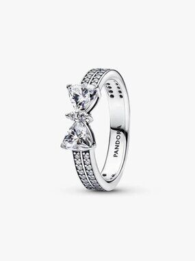 Pandora Sparkling Bow Double-row Ring